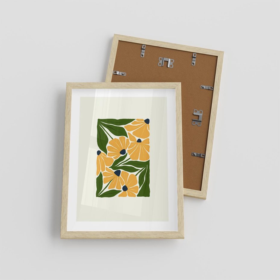 Plakat w ramie 30x40 - Świetliste Kwiaty Natury - kwiaty, nowoczesna grafika - rama drewno