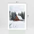 Plakat bez ramy 21x30 - Ujęcie zimy w Górach - domek w górach w zimie, śnieg