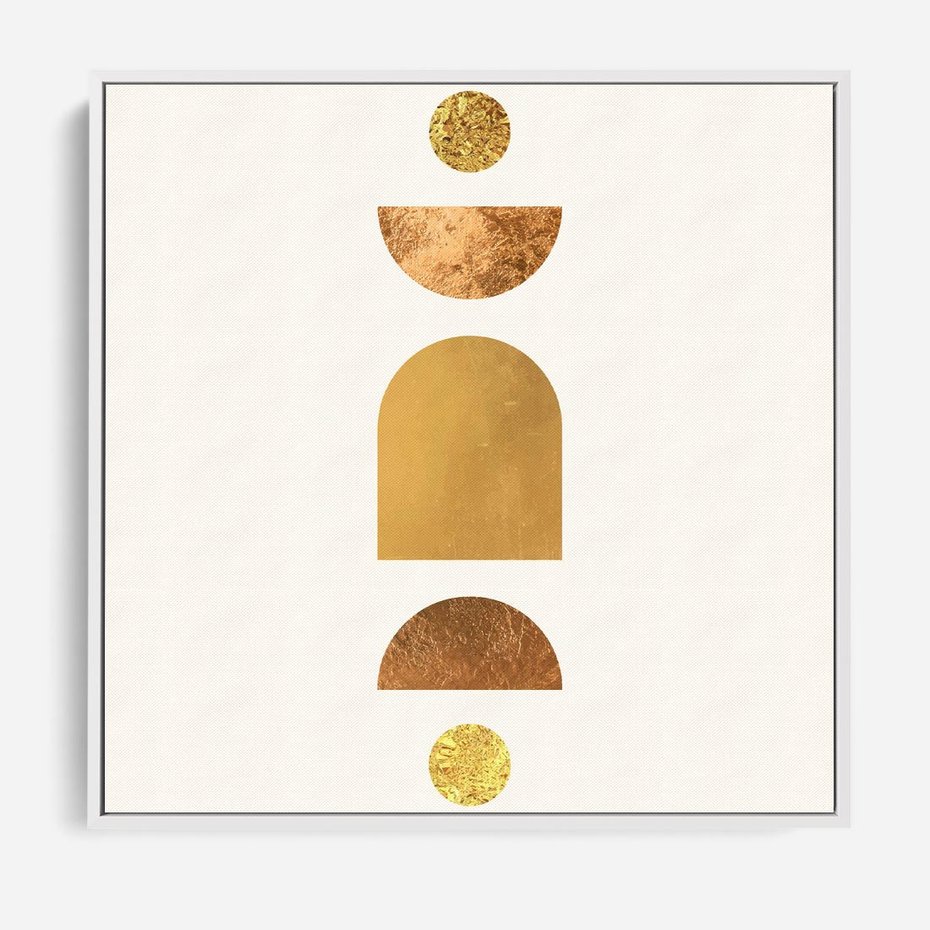 Obraz w ramie 50x50 - Abstrakcyjne Wzory - geometryczne złote kształty, tekstura - rama biała