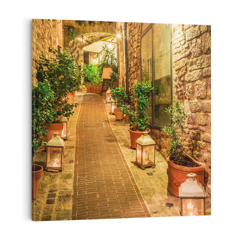 Obraz na płótnie 70x70 - Perspektywa Uliczki Miejskiej - uliczka, perspektywa