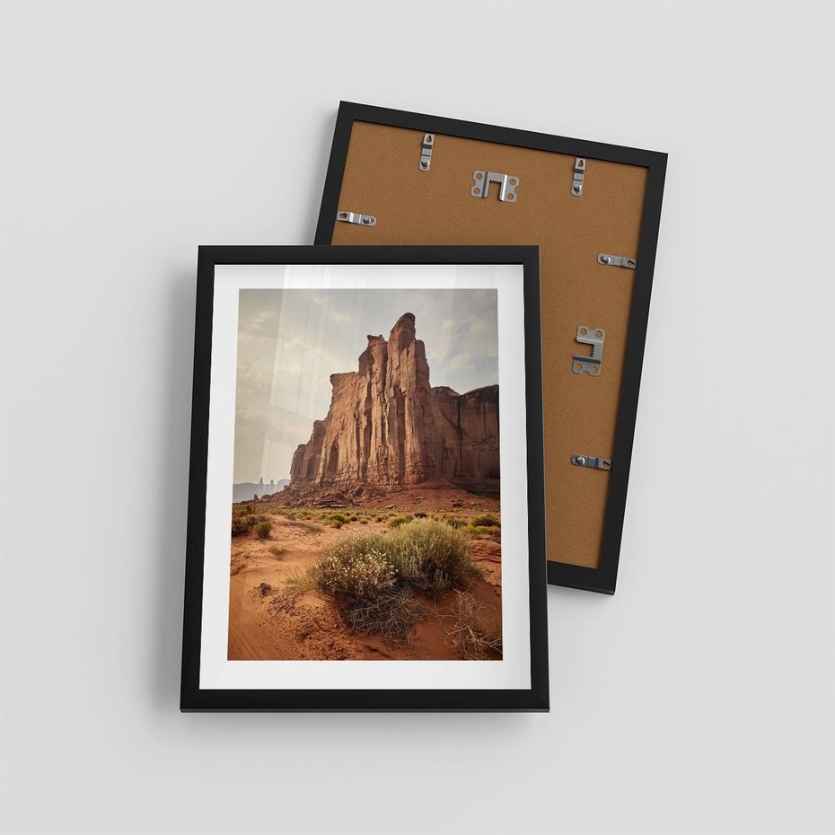 Plakat w ramie 30x40 - Pejzaż pustynnego kanionu - pustynia, kanion - rama czarna