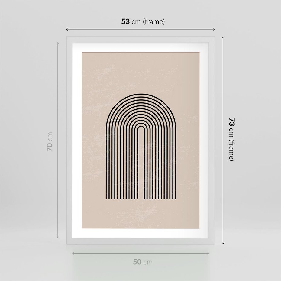 Plakat w ramie 50x70 - Migocące Echa - abstrakcyjne linie, geometria - rama biała