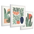 Zestaw obrazy w ramie 50x70 galeria - Liście, graficzne, boho, monstera - rama biała