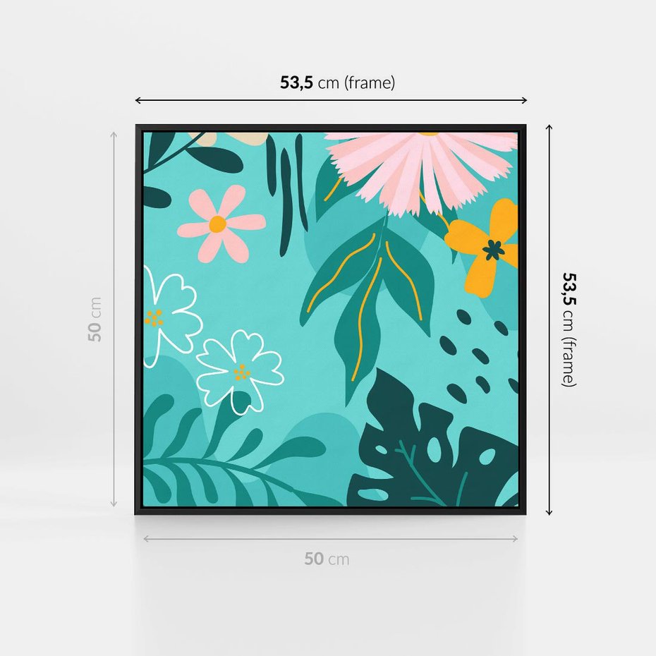 Obraz w ramie 50x50 - Kwiatowe Wibracje - pastelowa kompozycja, kwiaty - rama czarna