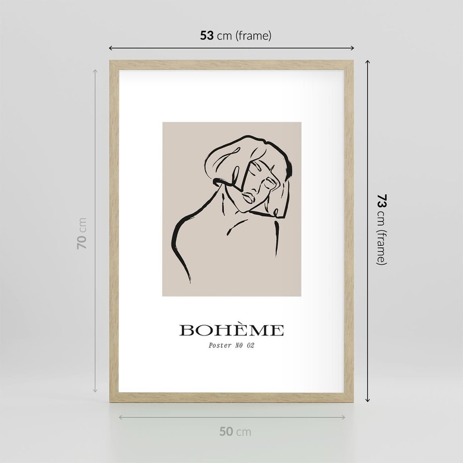 Plakat w ramie 50x70 - Echa Nieznanych Konturów - boho plakat, typografia - rama drewno