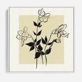 Obraz w ramie 50x50 - Malowane szkicowe tęsknoty - kwiaty, typografia - rama biała