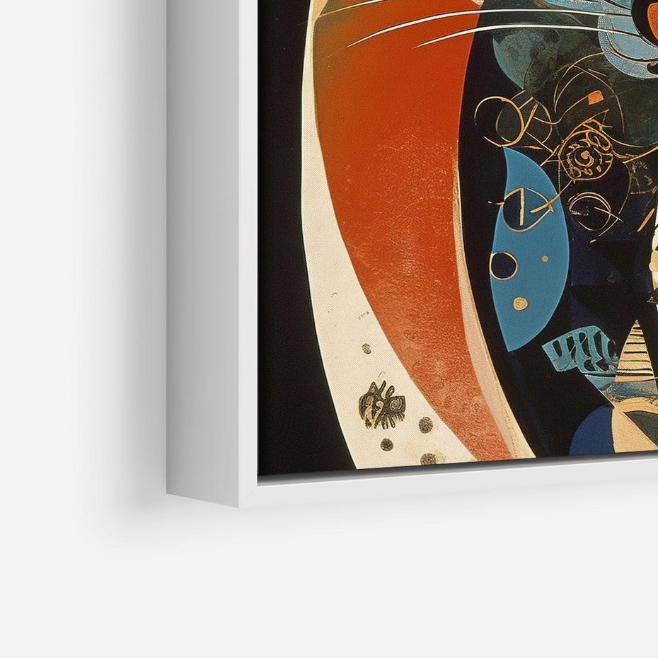 Obraz w ramie 80x80 - Księga Surrealnych Wymiarów - abstrakcyjny obraz olejny, kot - rama biała