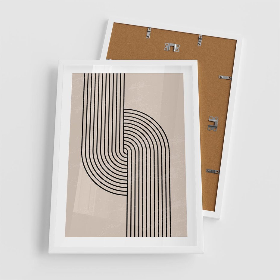Plakat w ramie 50x70 - Puls Abstrakcji - abstrakcyjne linie, geometria - rama biała