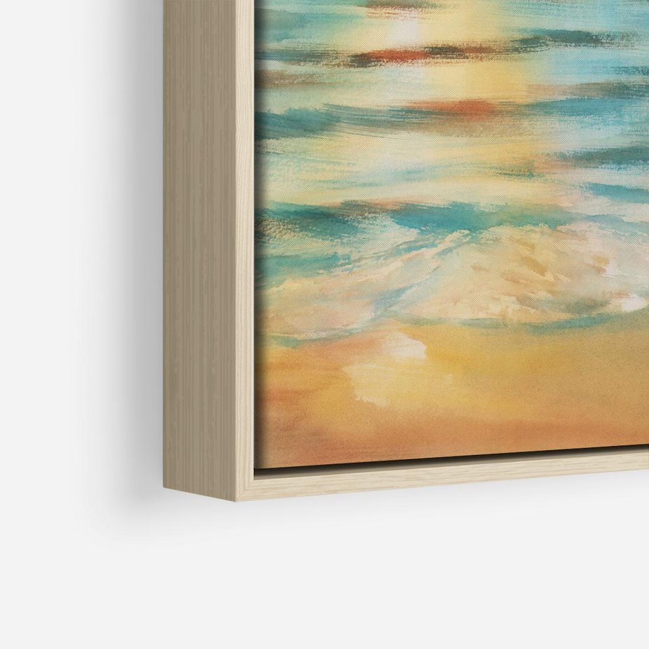 Obraz w ramie 80x80 - Objawienie Fioletowego Świtu - fioletowy wschód słońca, słońce wschodzi nad morzem - rama drewno