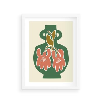 Plakat w ramie 50x70 - Kreatywne Impulsy - boho styl, wazon - rama biała