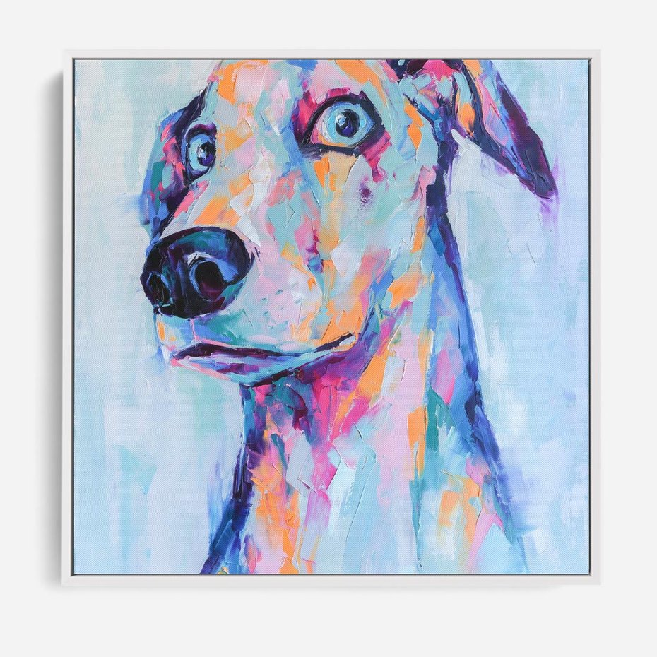 Obraz w ramie 50x50 - Cześć! Jak się Masz? - obraz olejny, zabawna sztuka - rama biała