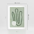 Plakat w ramie 30x40 - Spokojne Kształty Natury - zielona abstrakcja, zgaszona zieleń - rama biała