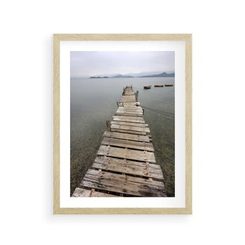 Plakat w ramie 30x40 - Jeziorne Refleksje - pomost, jezioro - rama drewno