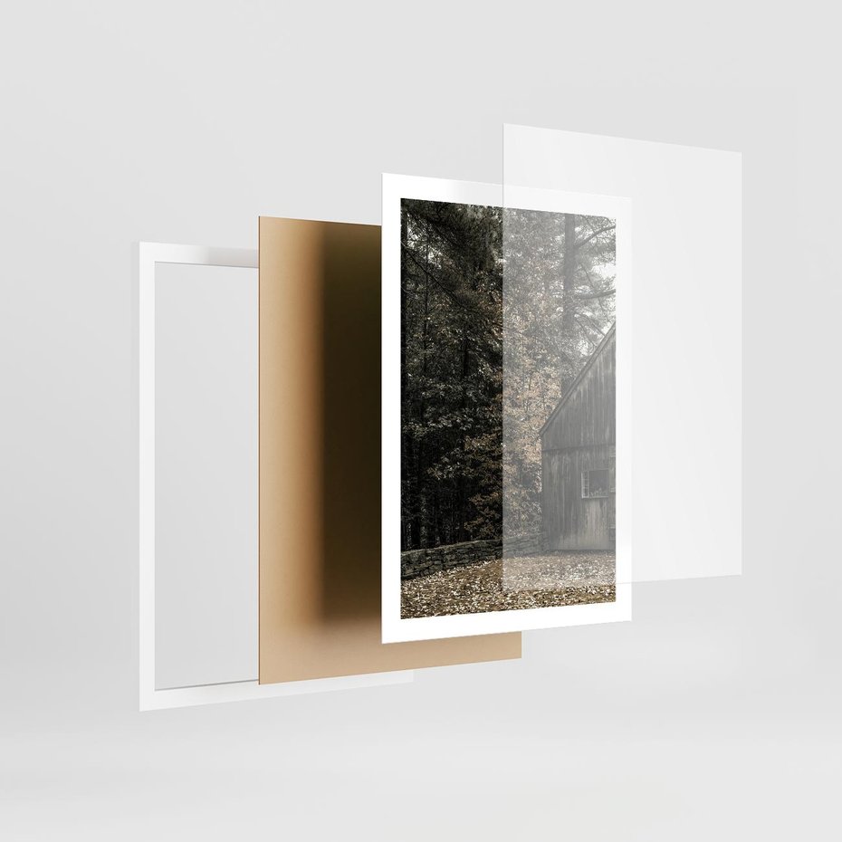 Plakat w ramie 50x70 - Dom w Lesie - chatka w lesie, górski domek - rama biała