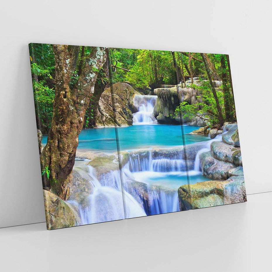 Obraz na płótnie 120x80 - Siła Rzeki i Urok Wodospadu - rzeka, wodospad