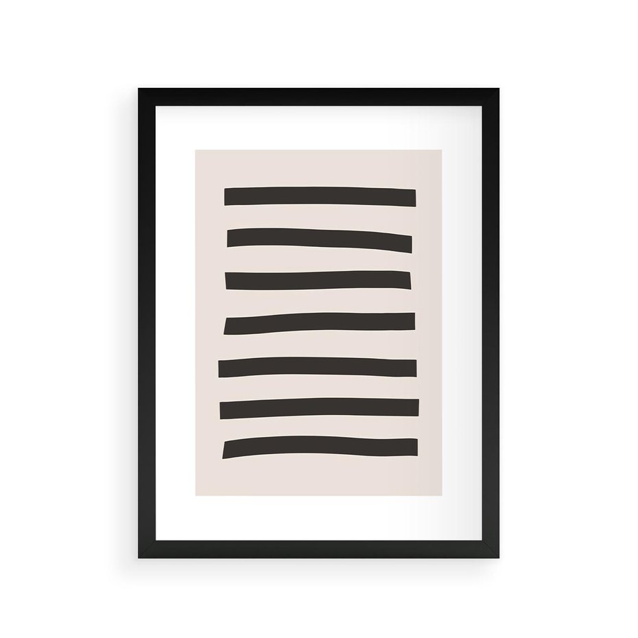 Plakat w ramie 30x40 - Strukturalna Rewolucja Form - minimalizm, czarne pasy - rama czarna