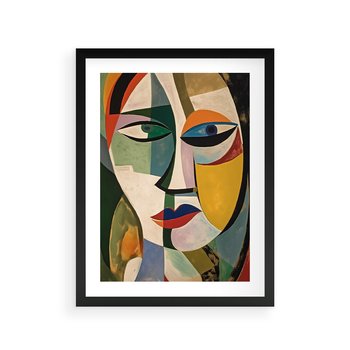 Plakat w ramie 30x40 - Kolorowe Dziwne Wyobrażenia - abstrakcyjny obraz, olejny - rama czarna