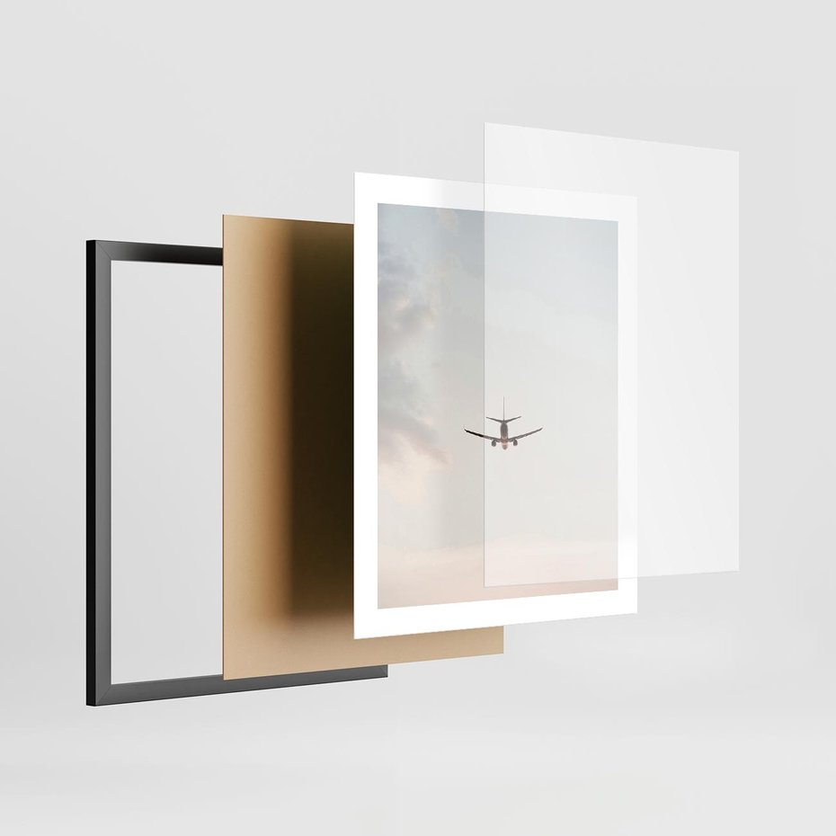 Plakat w ramie 40x50 - W Powietrzu: Samolot na Niebie - samolot w przestworzach, samolot na niebie - rama czarna