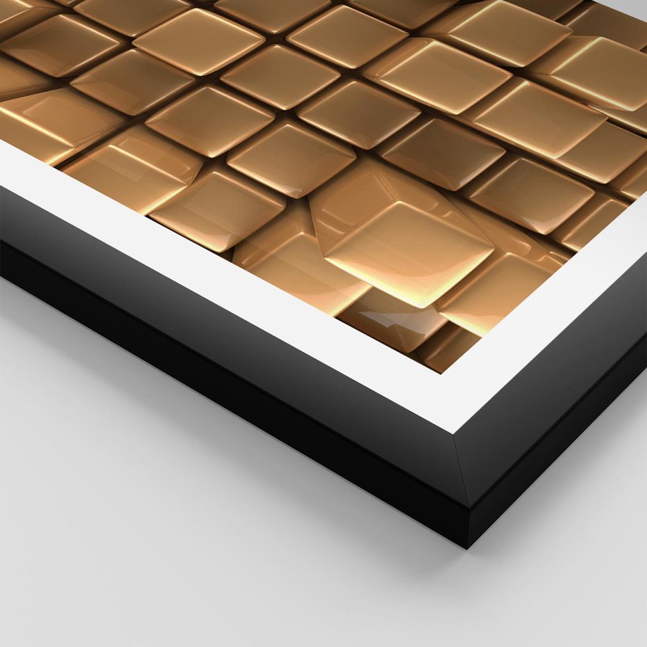 Plakat w ramie 40x50 - Błyszcząca Elegancja - złoto, 3d - rama czarna