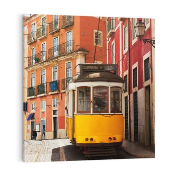 Obraz na płótnie 60x60 - Urok tramwaju w Lizbonie - Lizbona, tramwaj