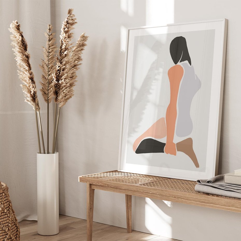 Plakat w ramie 50x70 - Widok Abstrakcyjny - abstrakcyjny obraz, minimalizm - rama biała