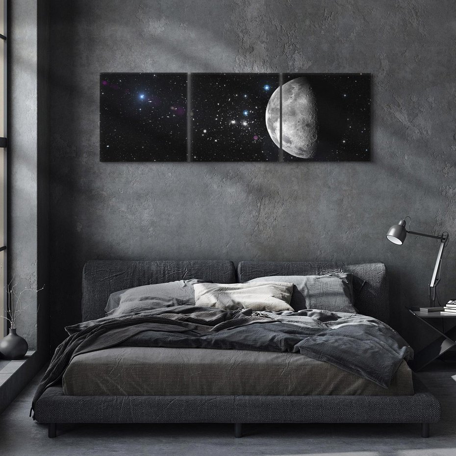 Obraz na płótnie 120x40 - spotkanie z gwiazdami - księżyc, gwiazdy