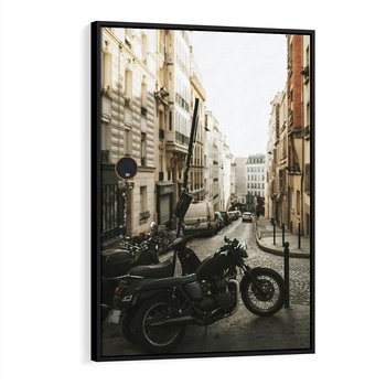 Obraz w ramie 70x100 - Ducha Przygody - motor, uliczka - rama czarna