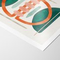 Plakat bez ramy 50x70 - Oryginalny obraz abstrakcyjny w nowoczesnym stylu. Geometryczne akwarelowe kształty w intensywnych odcieniach zieleni i pomarańczu. Doskonała dekoracja dla miłośników sztuki. - abstrakcyjny obraz, sztuka nowoczesna