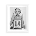 Plakat w ramie 40x50 - Czy to Pech - retro zdjęcie, czarno białe - rama biała