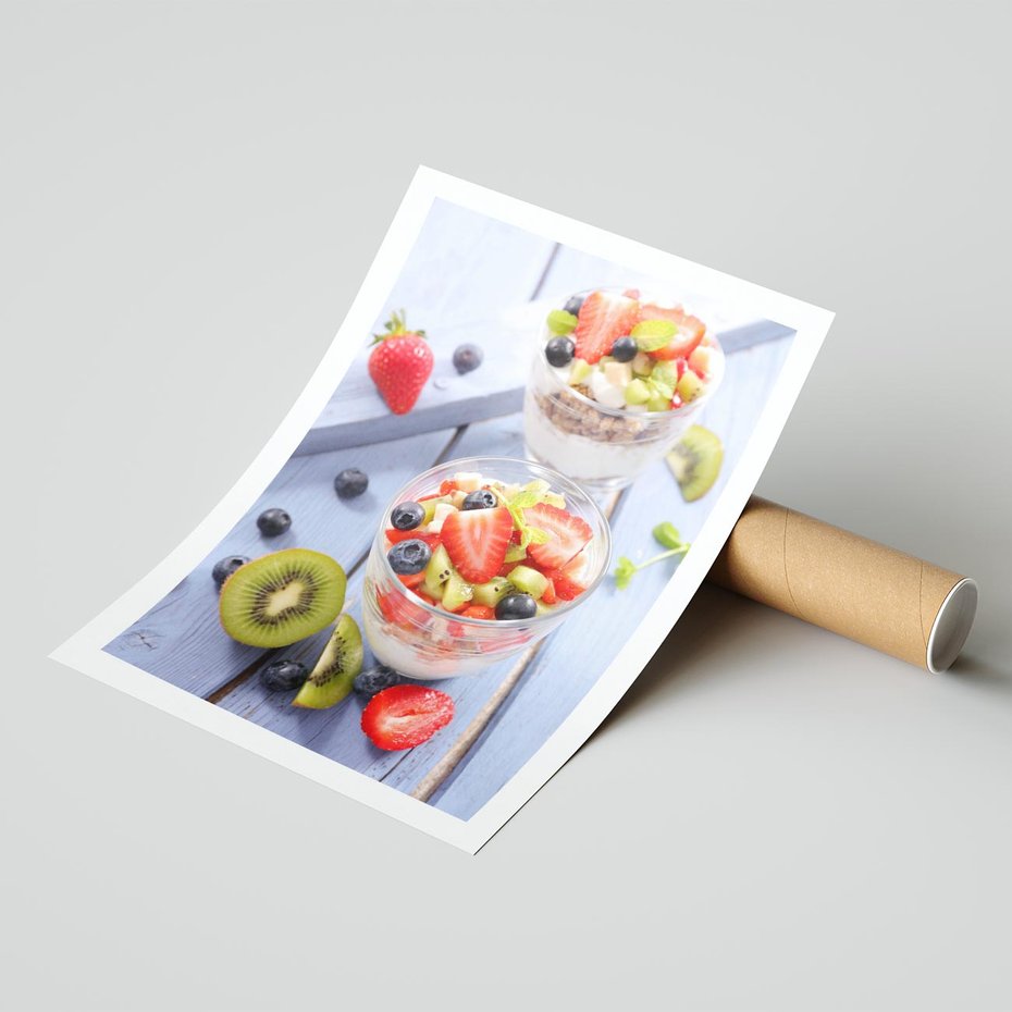 Plakat bez ramy 50x70 - Świeżość i Zdrowie - sałatka, owoce