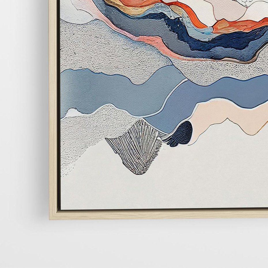 Obraz w ramie 50x50 - Dynamiczne Góry - akwarelowe graficzne góry, krajobraz - rama drewno