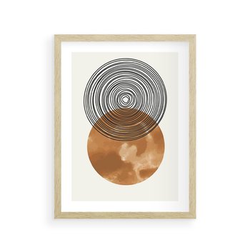 Plakat w ramie 40x50 - Taniec Okręgów - boho obraz, geometria - rama drewno