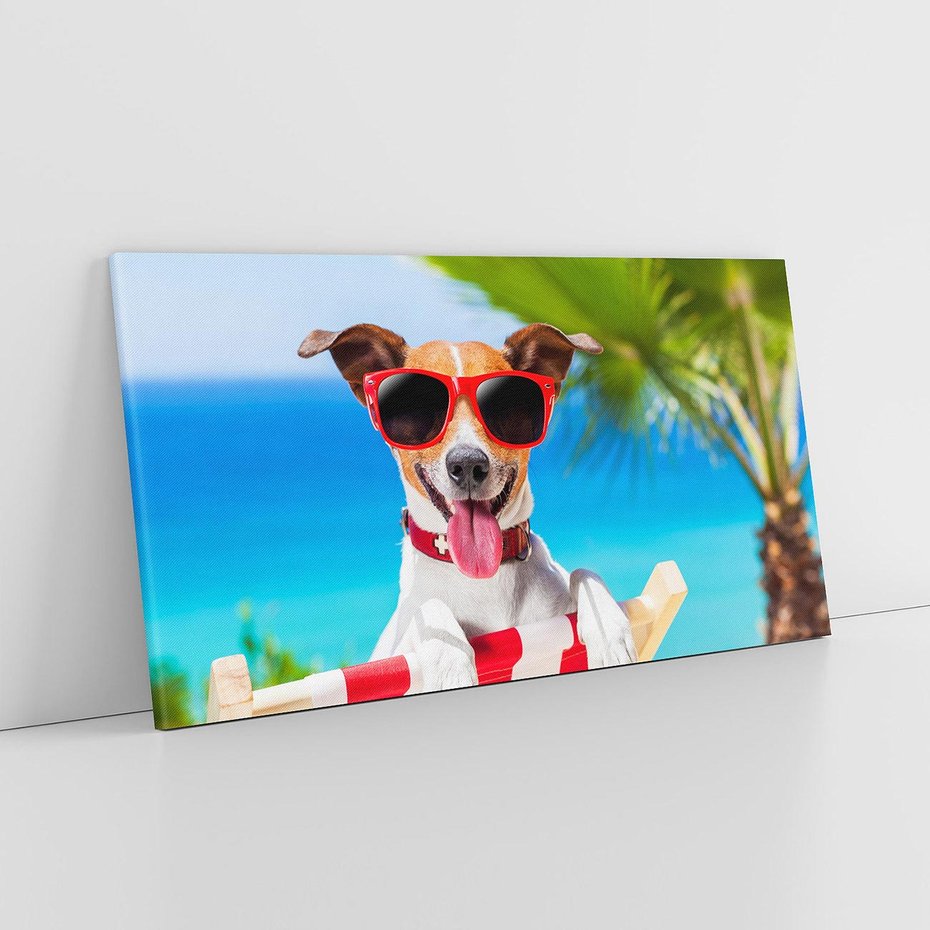 Obraz na płótnie 120x60 - Wakacyjny pies: Słoneczne przygody - pies, wakacje
