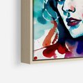 Obraz w ramie 50x50 - Abstrakcyjna ekstaza barw - abstrakcyjny portret kobiety, szkic czarną kreską - rama drewno