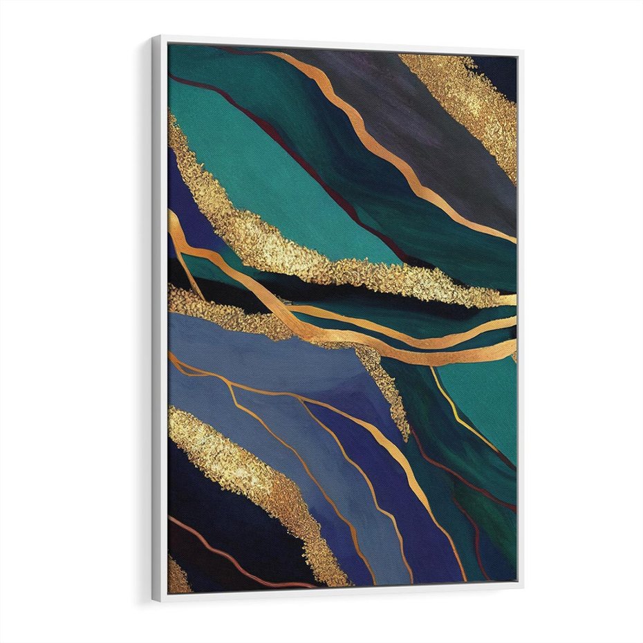 Obraz w ramie 50x70 - Sztorm malarskich emocji - marmur, abstrakcyjna grafika - rama biała