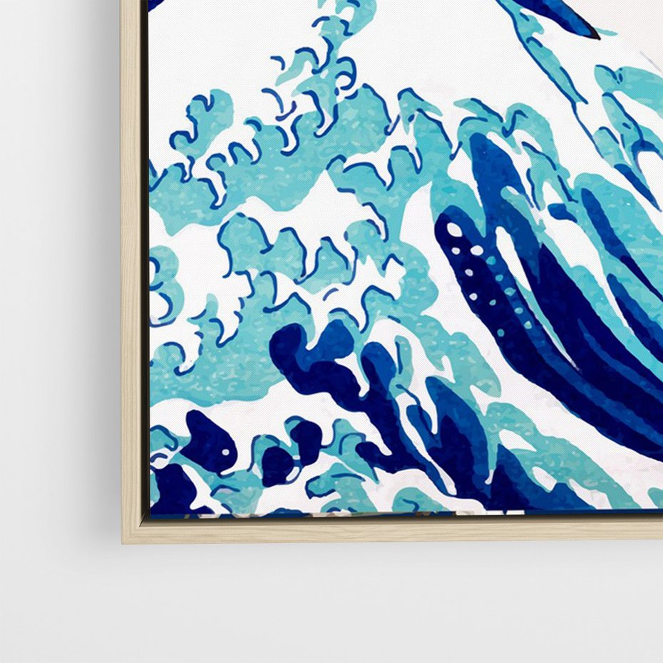 Obraz w ramie 50x70 - Fala Japandi - wielka fala w Kaganawie, obraz Hokusai - rama drewno