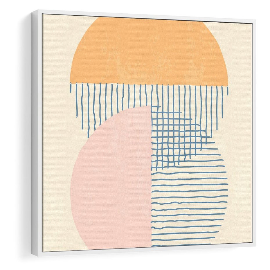 Obraz w ramie 50x50 - Migotliwe Wzory - geometryczne kształty, koła - rama biała