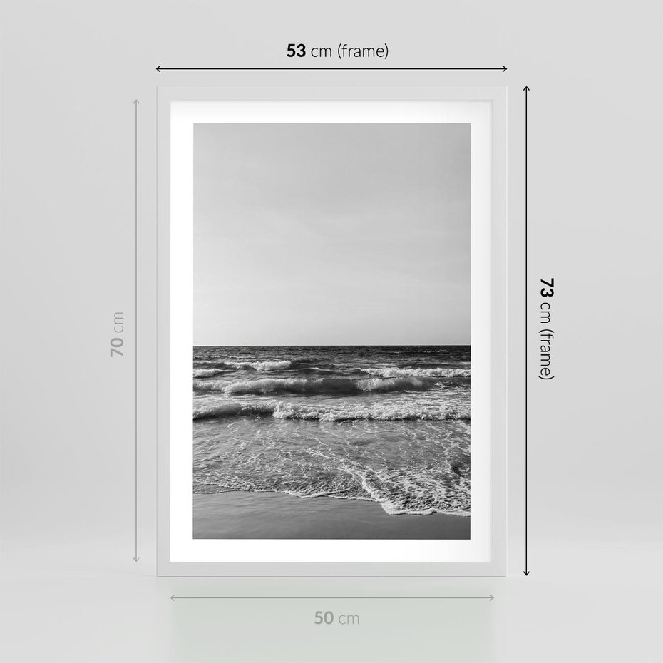 Plakat w ramie 50x70 - Słuchaj Śpiewu Fal - morze, fale - rama biała