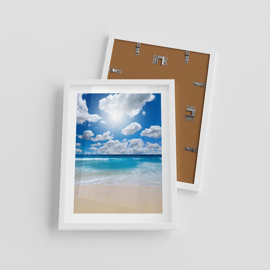 Plakat w ramie 30x40 - Wakacyjna plaża - plaża, wakacje - rama biała