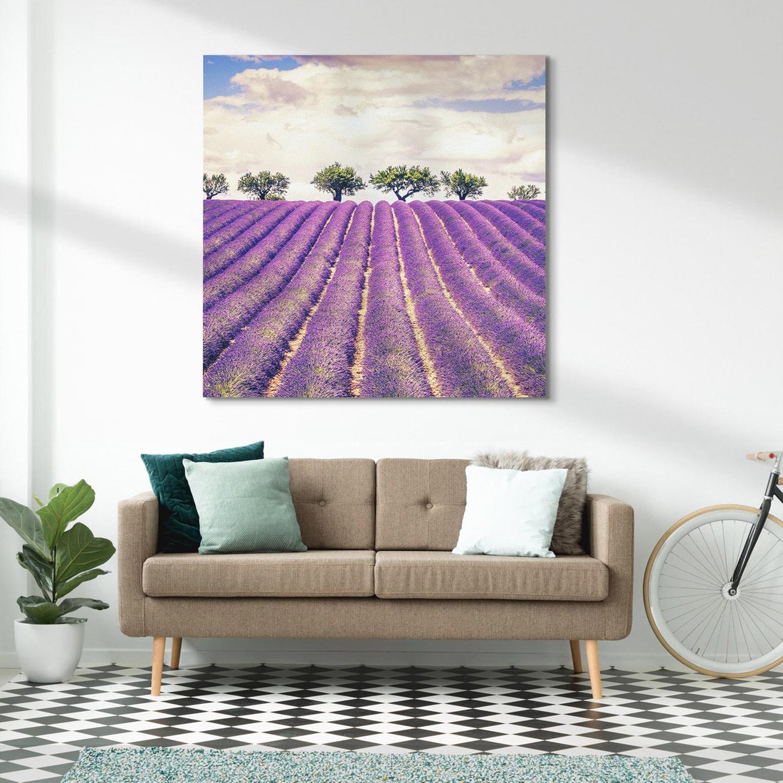 Obraz na płótnie 70x70 - Uroda Lawendy: Kwiatowy Cud Natury - lawenda, kwiaty