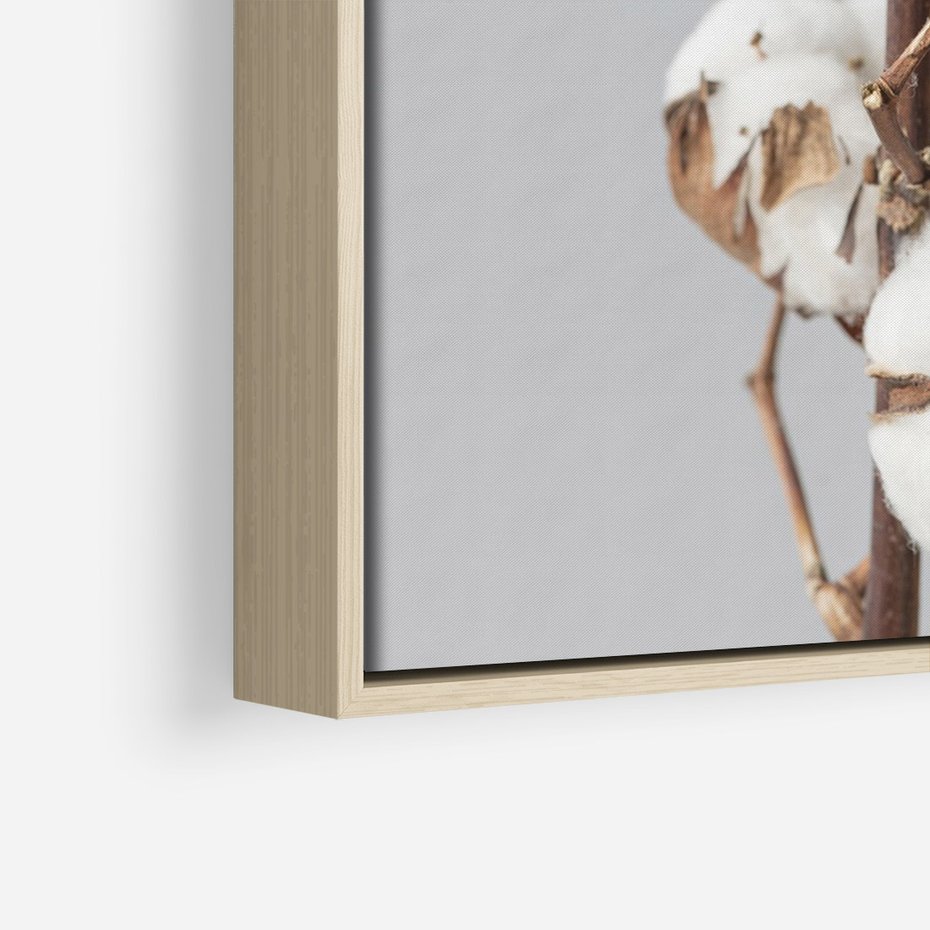 Obraz w ramie 50x70 - Bawełniana boho miękkość - bawełna, boho - rama drewno