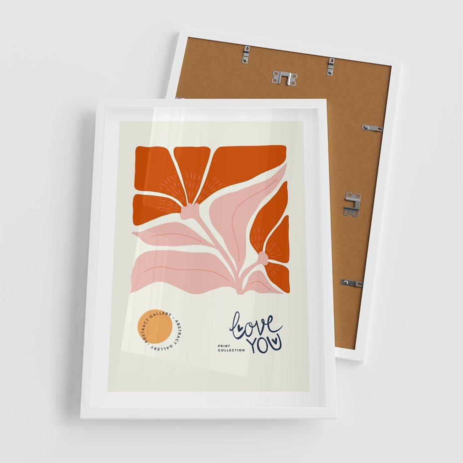 Plakat w ramie 50x70 - Miłość w Kwiatowym Sercu - kwiaty, miłość - rama biała