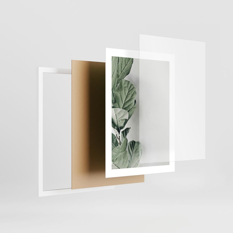 Plakat w ramie 30x40 - Minimalistyczna Harmonia: Zieleń Liści - zieone liście, kompozycja - rama biała