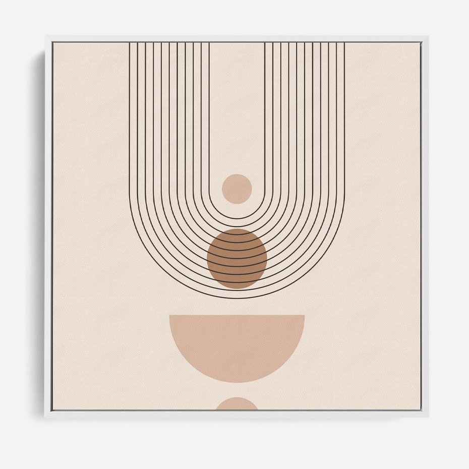 Obraz w ramie 80x80 - Strukturalne Kształty Postępu - boho plakat, minimalizm - rama biała