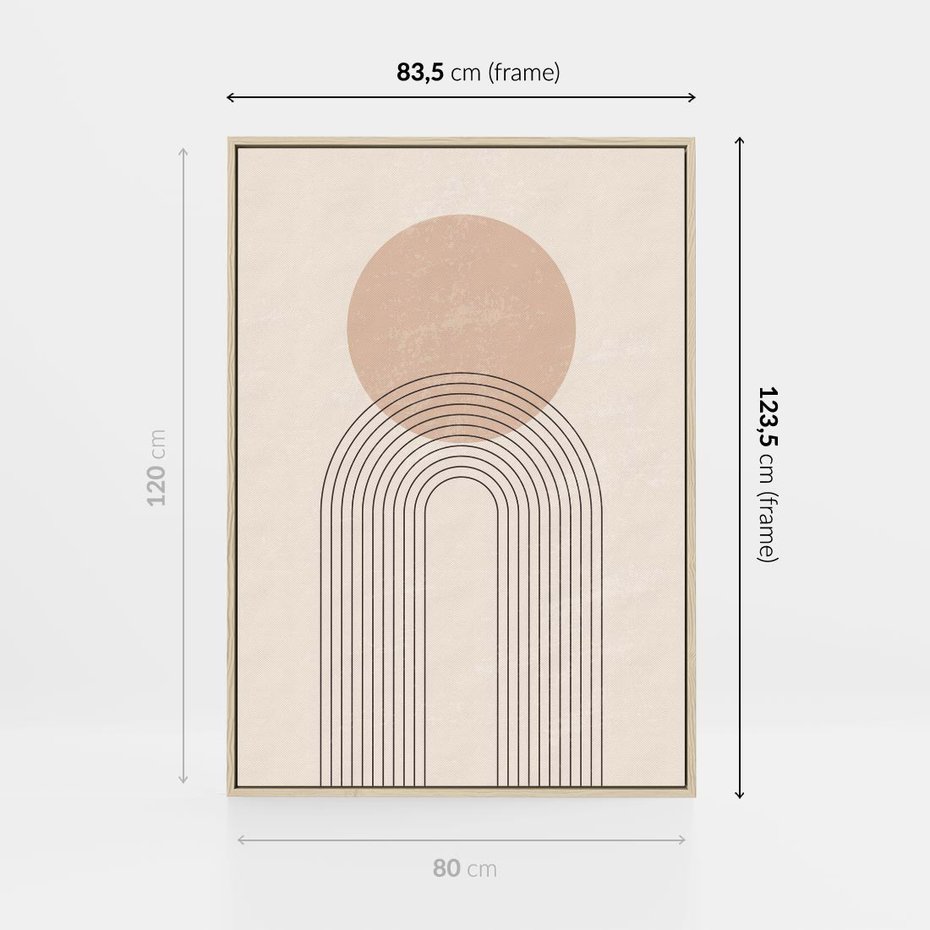 Obraz w ramie 80x120 - Konturem Zdefiniowane - boho plakat, minimalizm - rama drewno