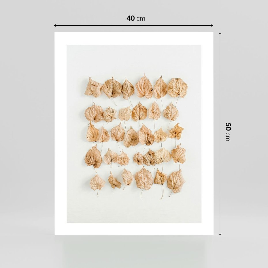 Plakat bez ramy 40x50 - Liście Złotego Sezonu - kompozycja z suchych żółtych liści