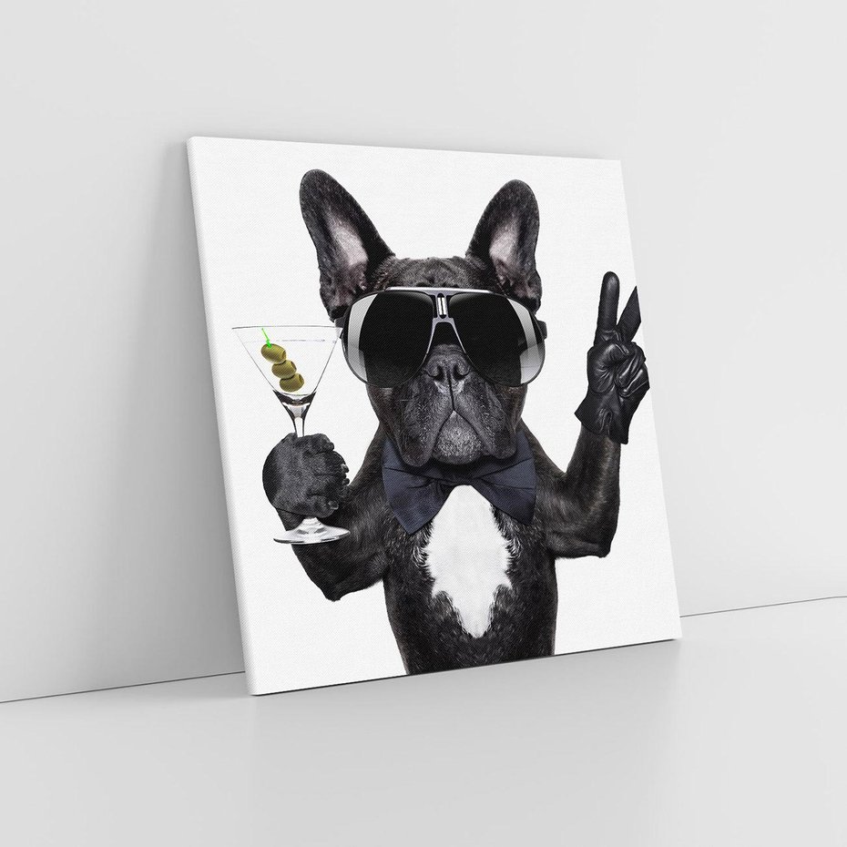 Obraz na płótnie 30x30 - Boxer Drink Zabawa - pies, boxer