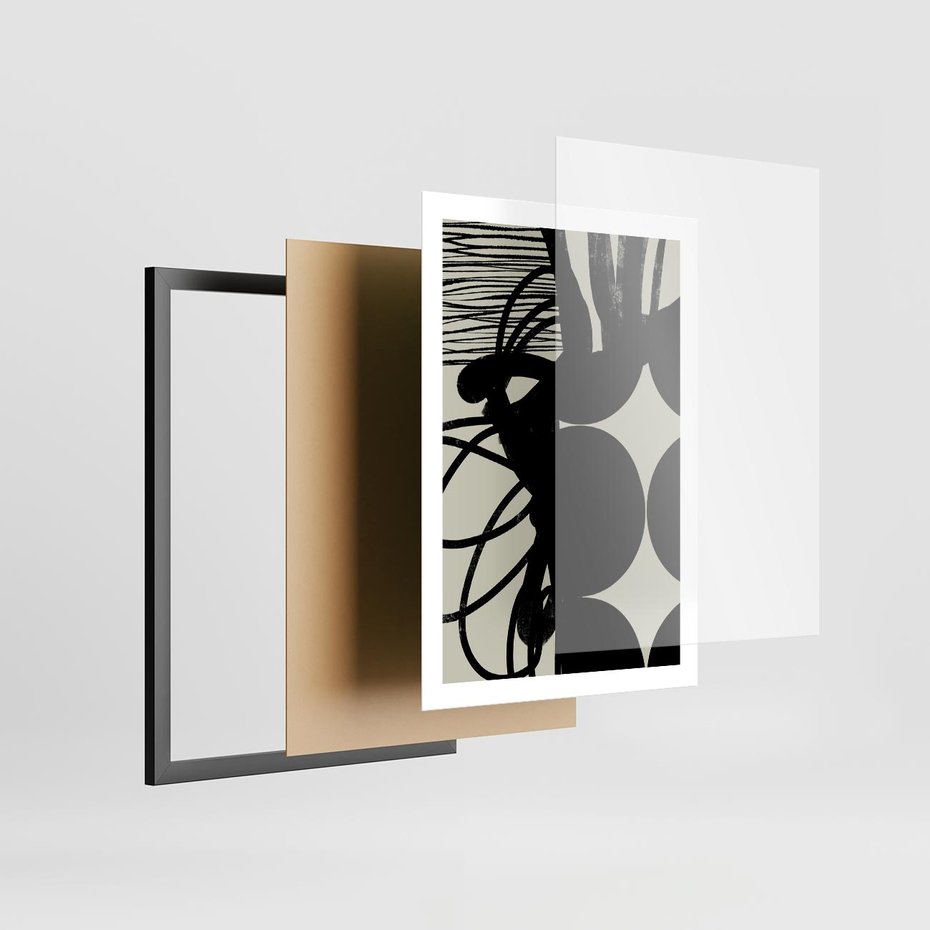 Plakat w ramie 50x70 - Modernistyczne Refleksje - abstrakcja, mroczny klimat - rama czarna