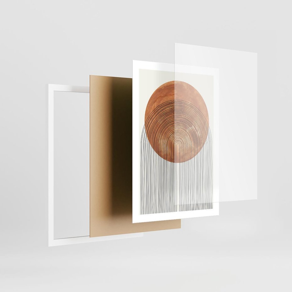 Plakat w ramie 50x70 - Konturem Kształtowane - koło, boho styl - rama biała