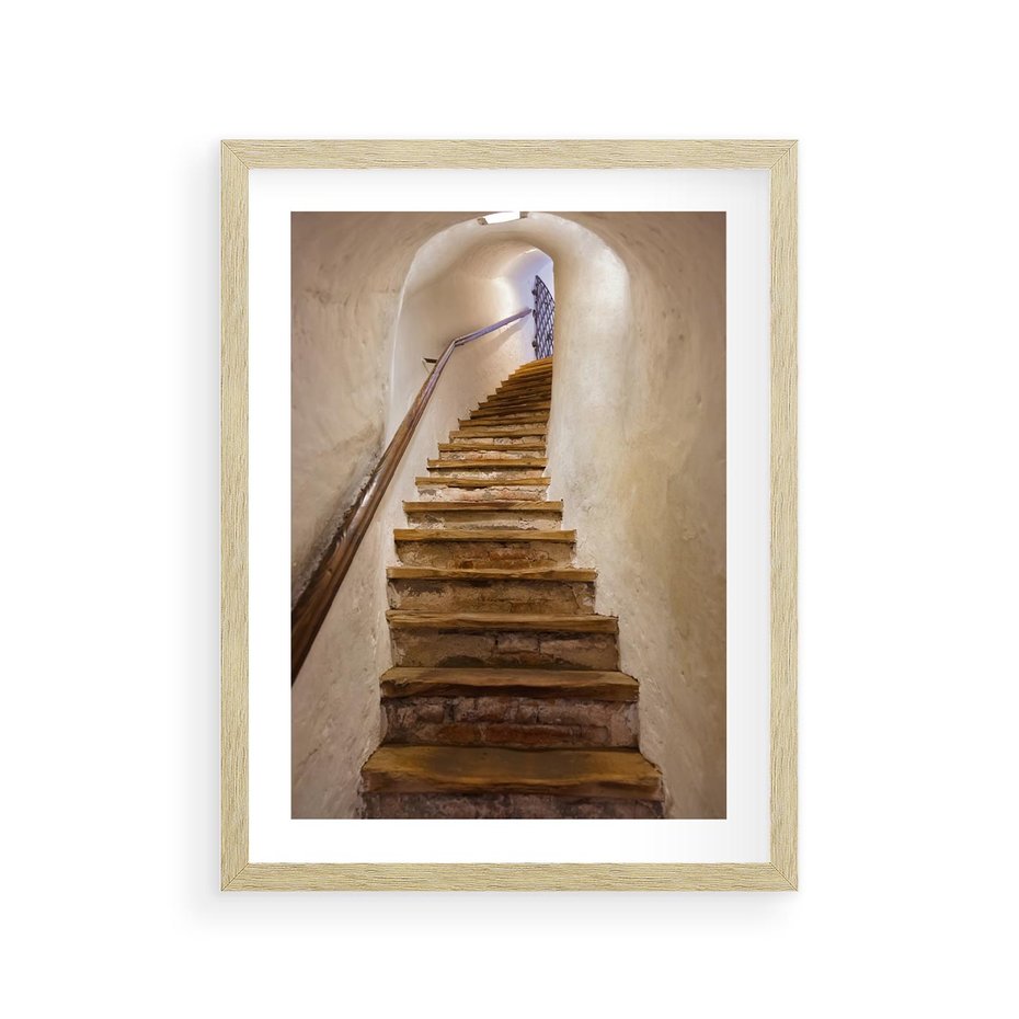 Plakat w ramie 30x40 - Schody Wymiarów - schody, tunel - rama drewno